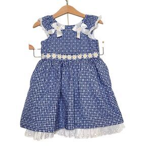 Bonnie Baby 2 PC Set Girls Dress Eyelet Daisy Gingham Print Size 24M Bloomers